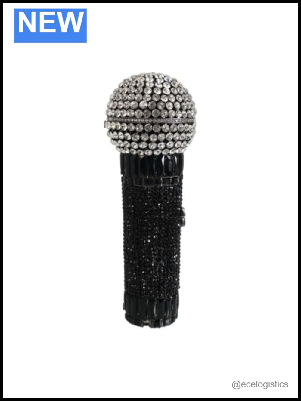 Rhinestone Crystal Microphone Evening Bag Clutch Detachable Chain Wedding Party